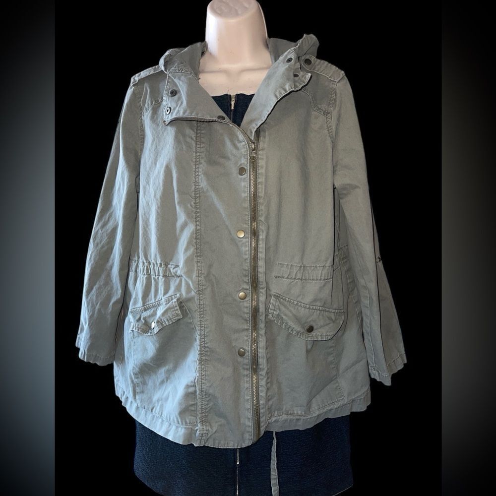 Charlotte Russe hoodie Jacket Large military queen Zipper Bottoms Close String
